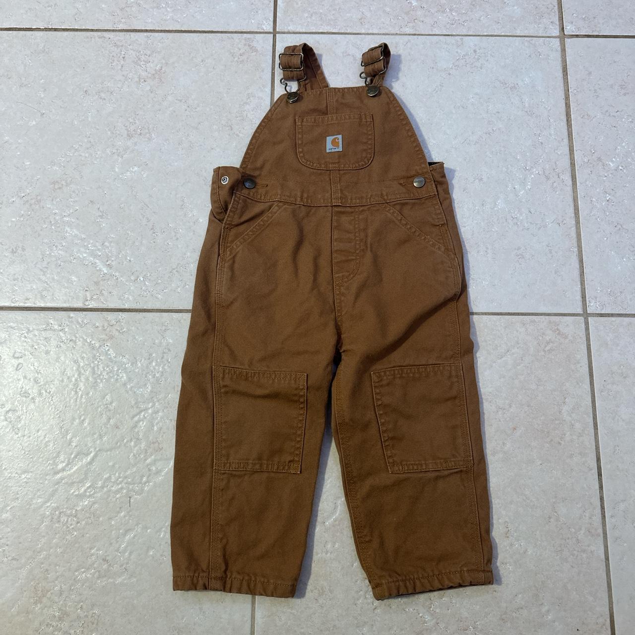 Baby carhartt bib overalls lined with flannel double... Depop