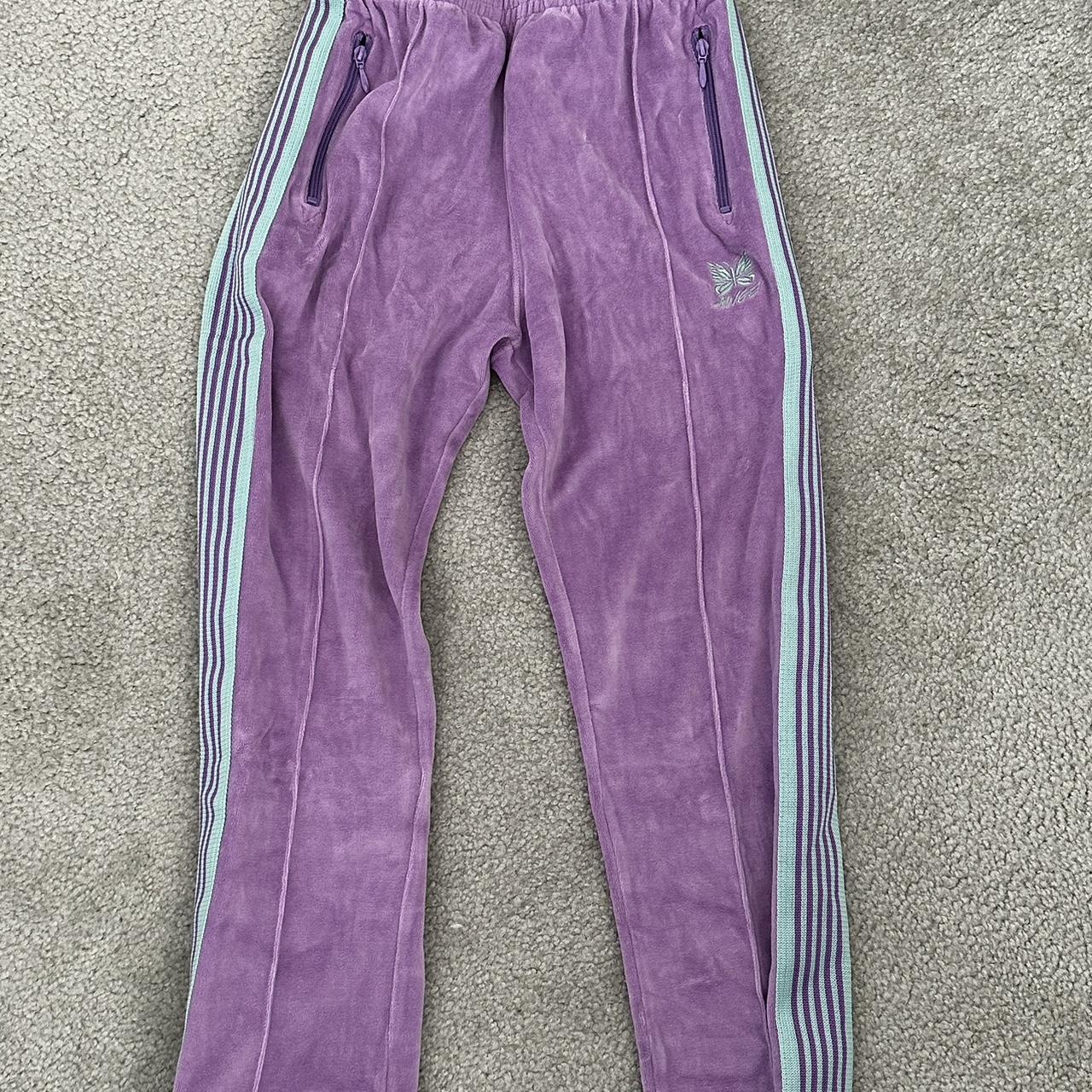 Lavender needles track pants Velvet material... - Depop