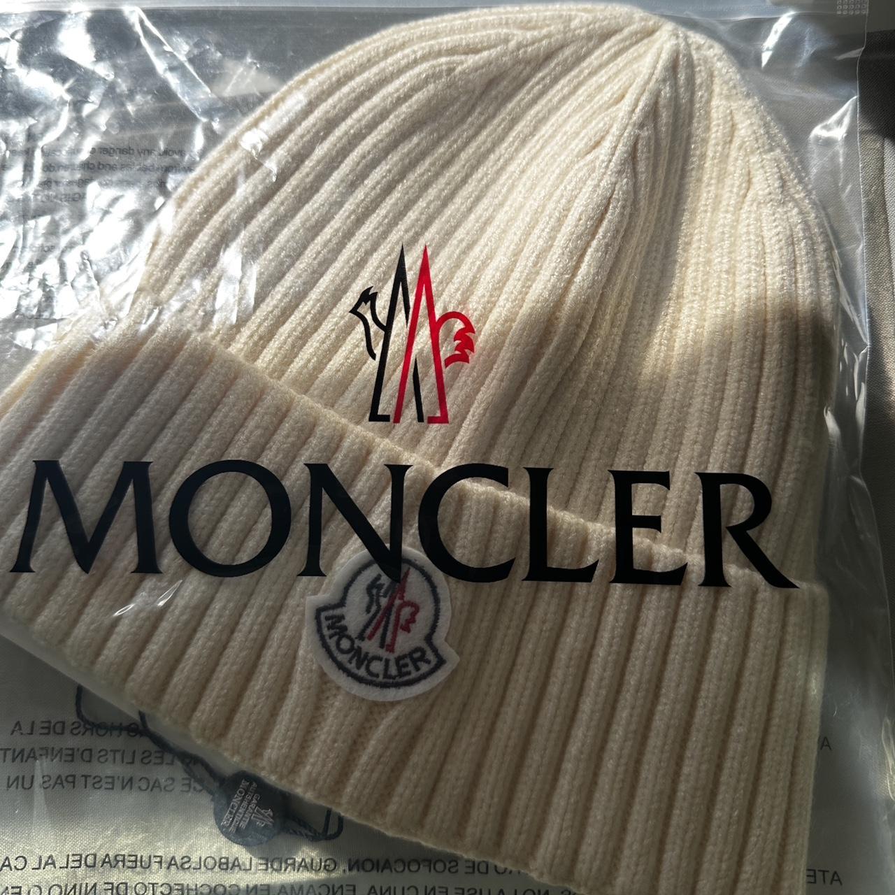 Cream moncler beanie Perfect condition Fits all... Depop
