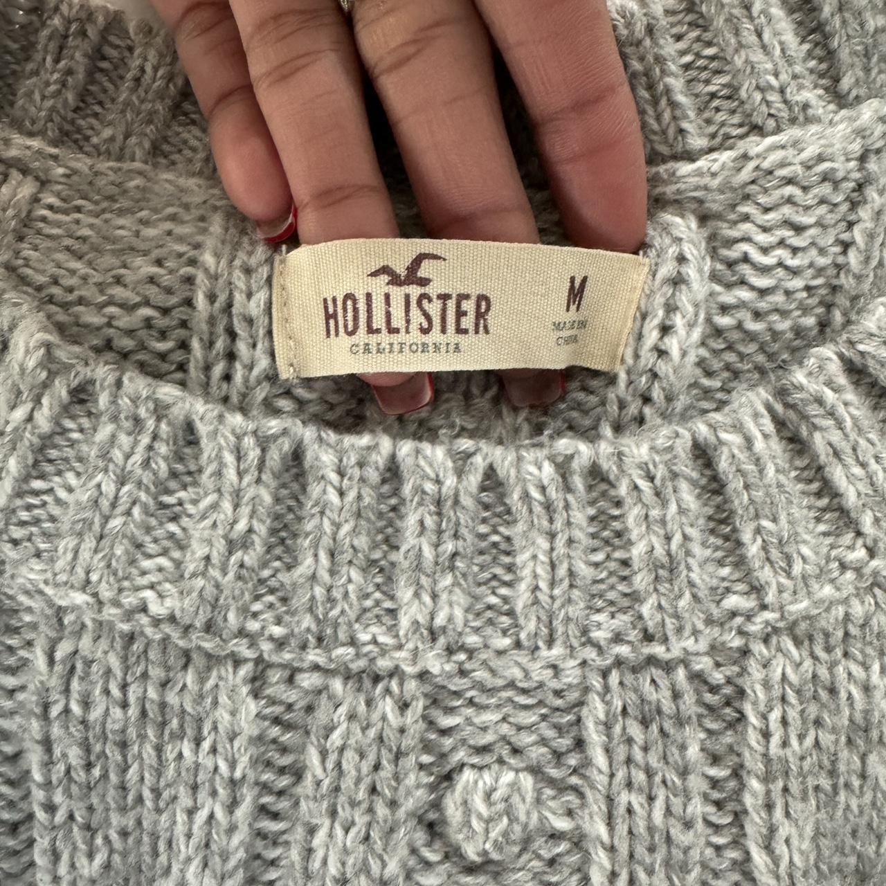 Hollister chunky gray knit sweater #sweater - Depop