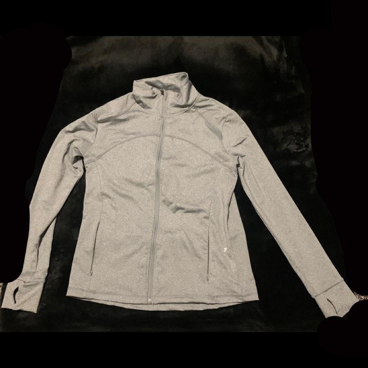Small,grey gym zip up jacket with holes near the... - Depop