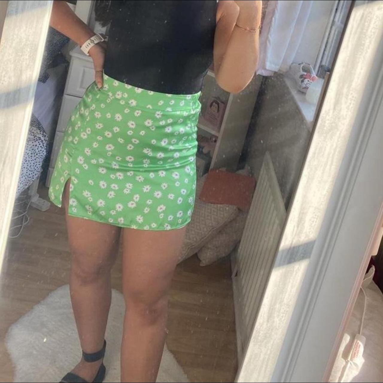 Green flower skirt from bershka Depop