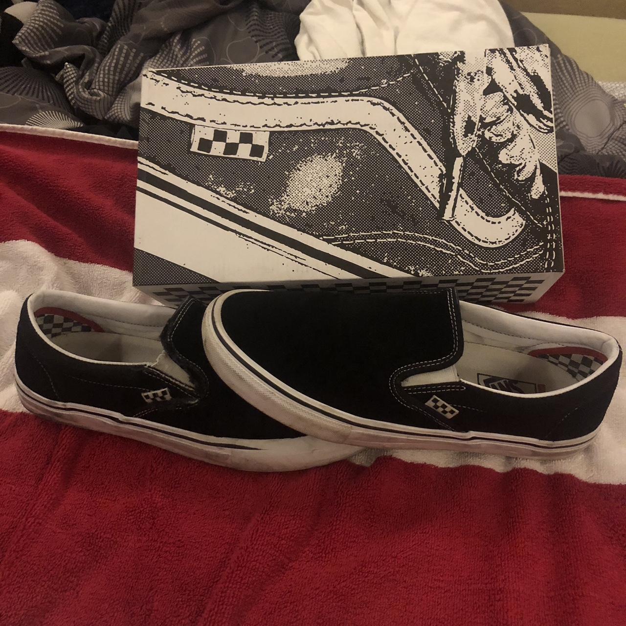 Vans Men's Black and White Trainers | Depop