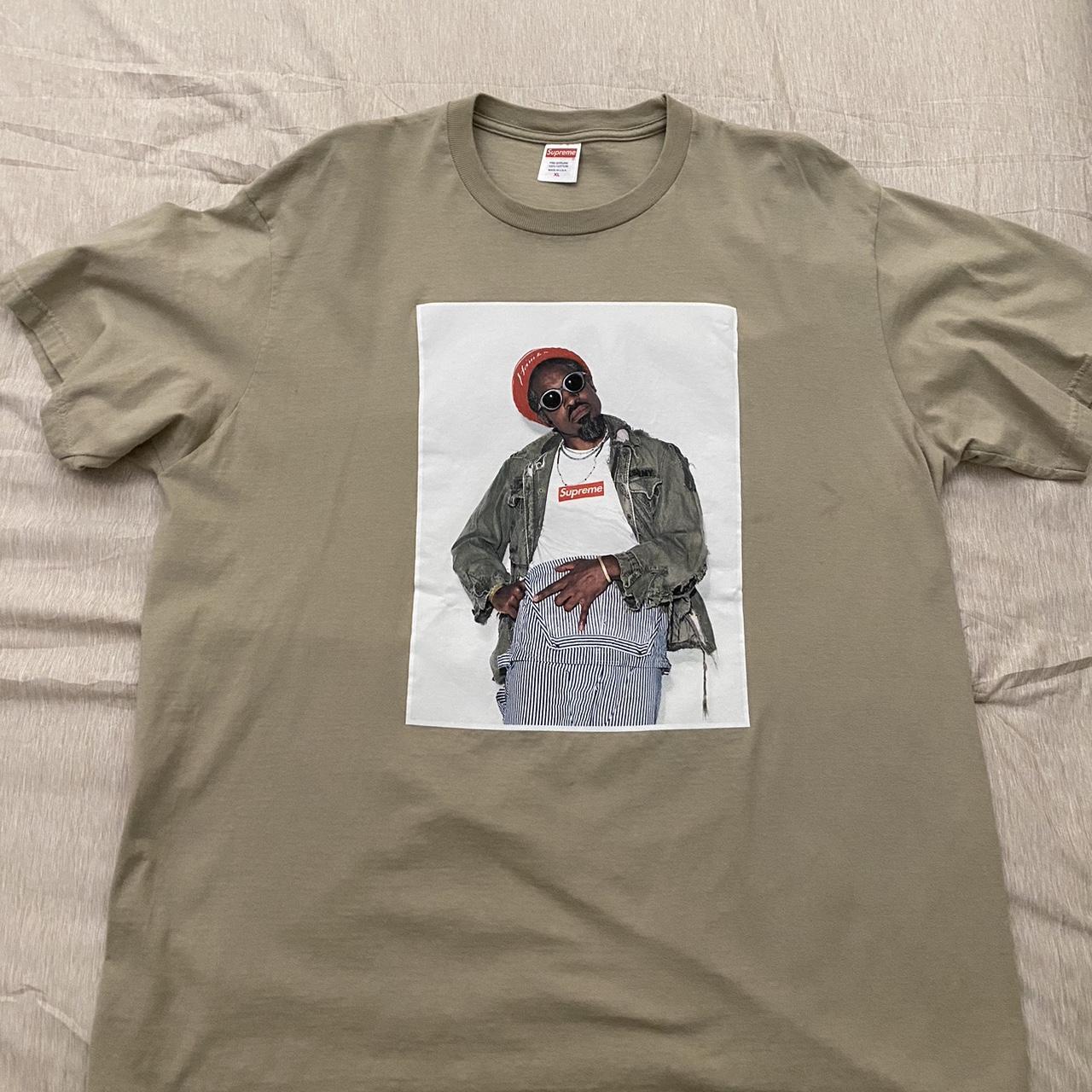 Supreme Andre 3000 photo tee “stone” size XL Item is... - Depop