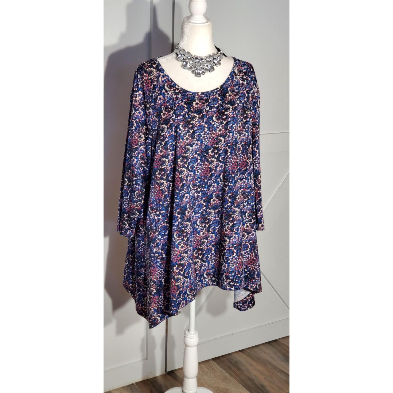 Faded Glory Tunic Blue 3 4 Sleeve Poly Spandex Size Depop