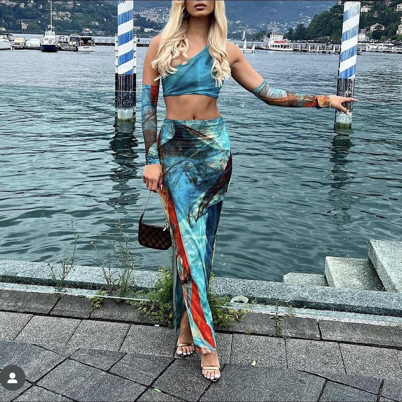 FARAI LONDON mesh Leila skirt Set In Turquoise only... Depop