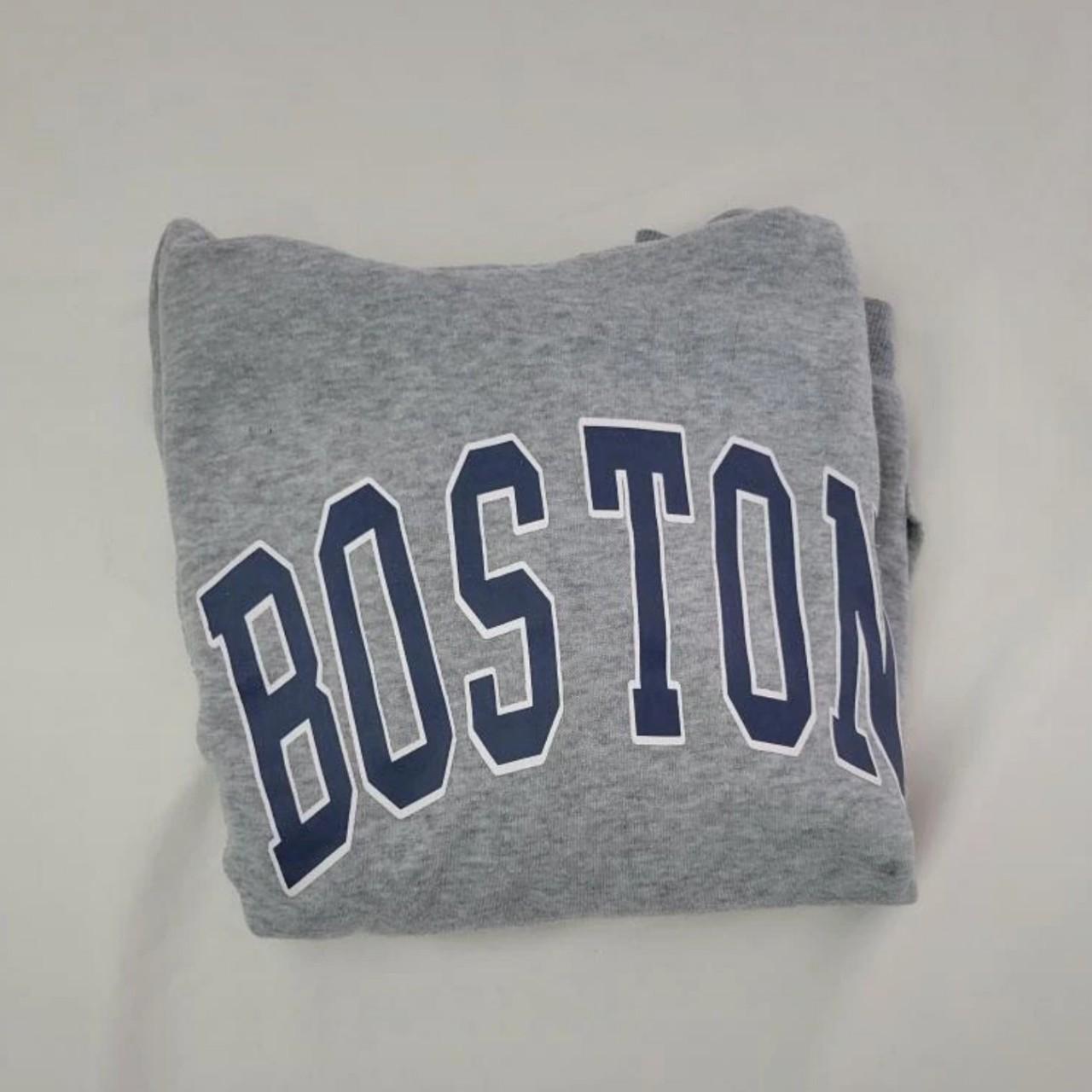 boston gray hoodie worn once fits S-M brandy dupe - Depop
