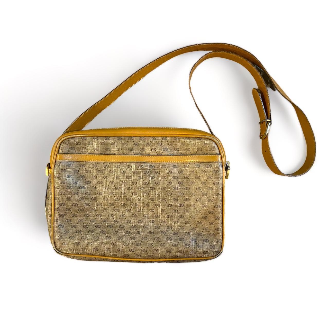 Vintage 80s Gucci GG Web Monogram Leather Crossbody Bag