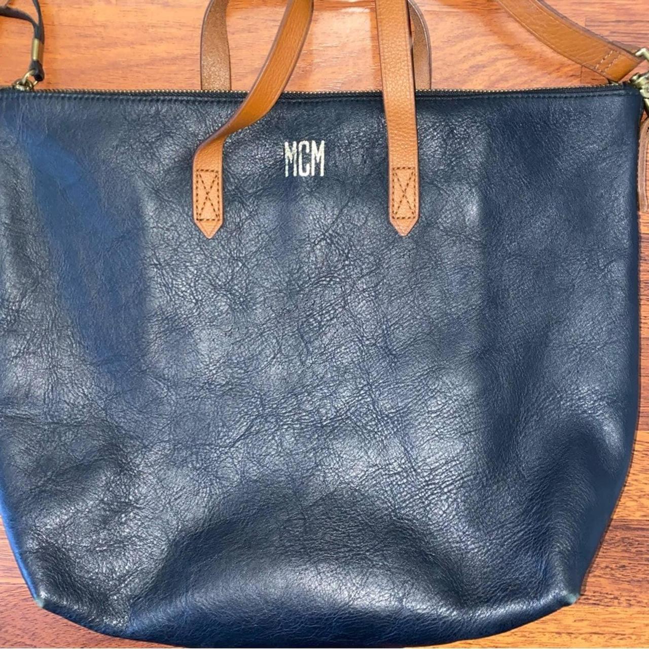 Large Madewell Black Leather Brown Trim Shoulder Depop