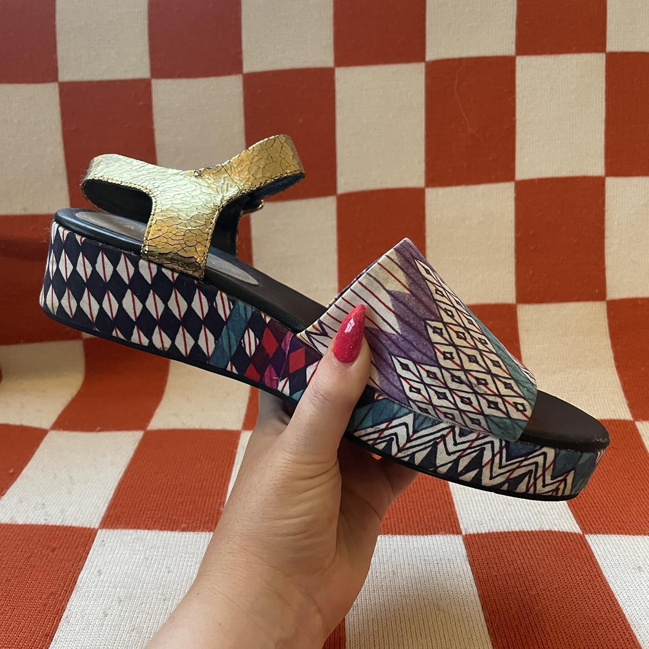 Gorman + Kate Kosek wedge sandals 👡 isometric print... Depop