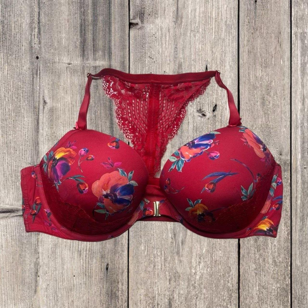 Cacique Women's Red Floral Boost Plunge Front