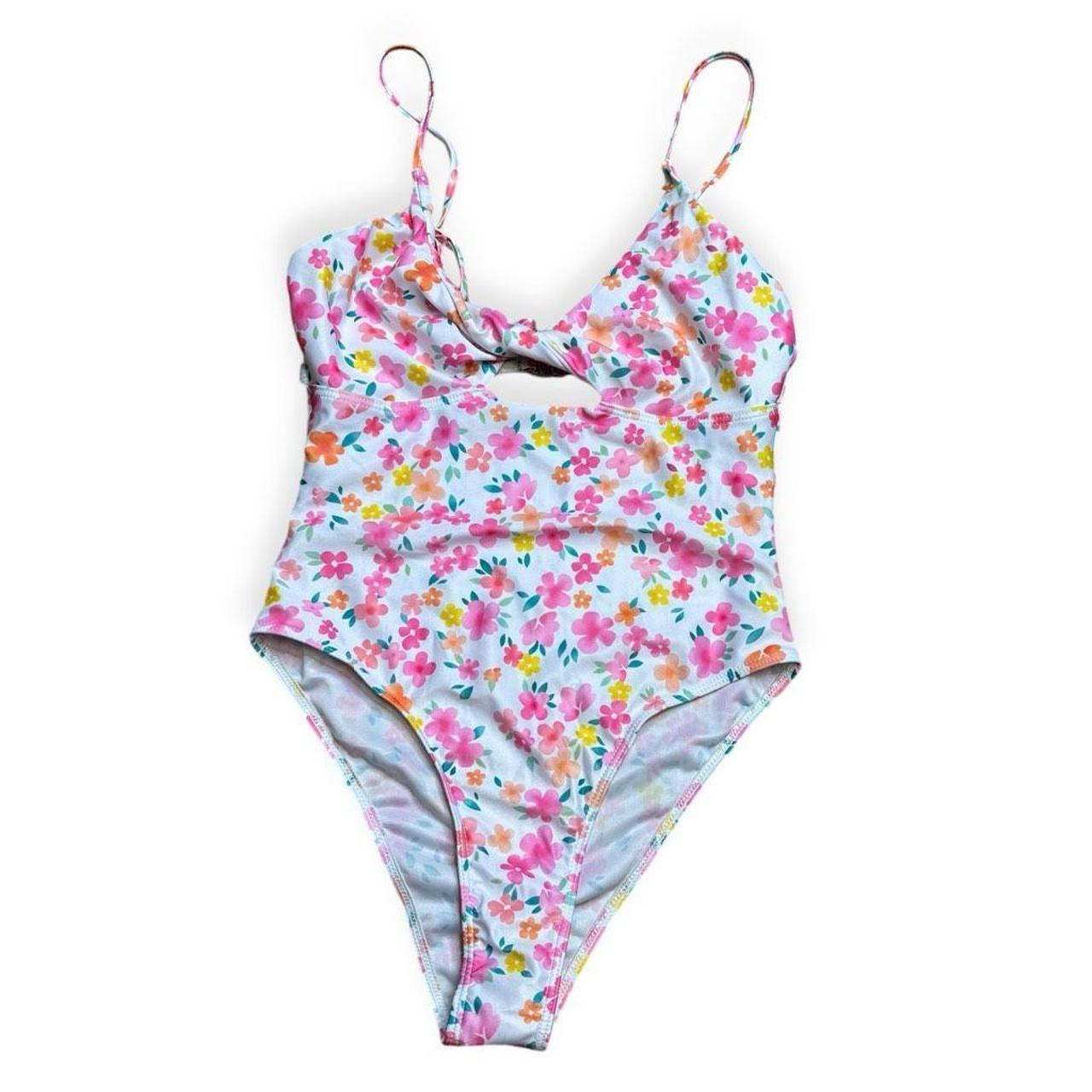 Boohoo White Tummy Control Swimsuit BOOHOO Women's White Pink