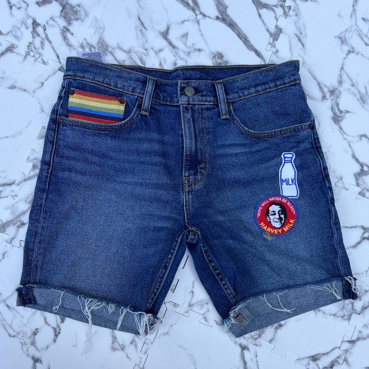 Levi's Harvey outlet Milk LGBTQ Pride Collection Rainbow SZ 32 Shorts Denim Jean 511.