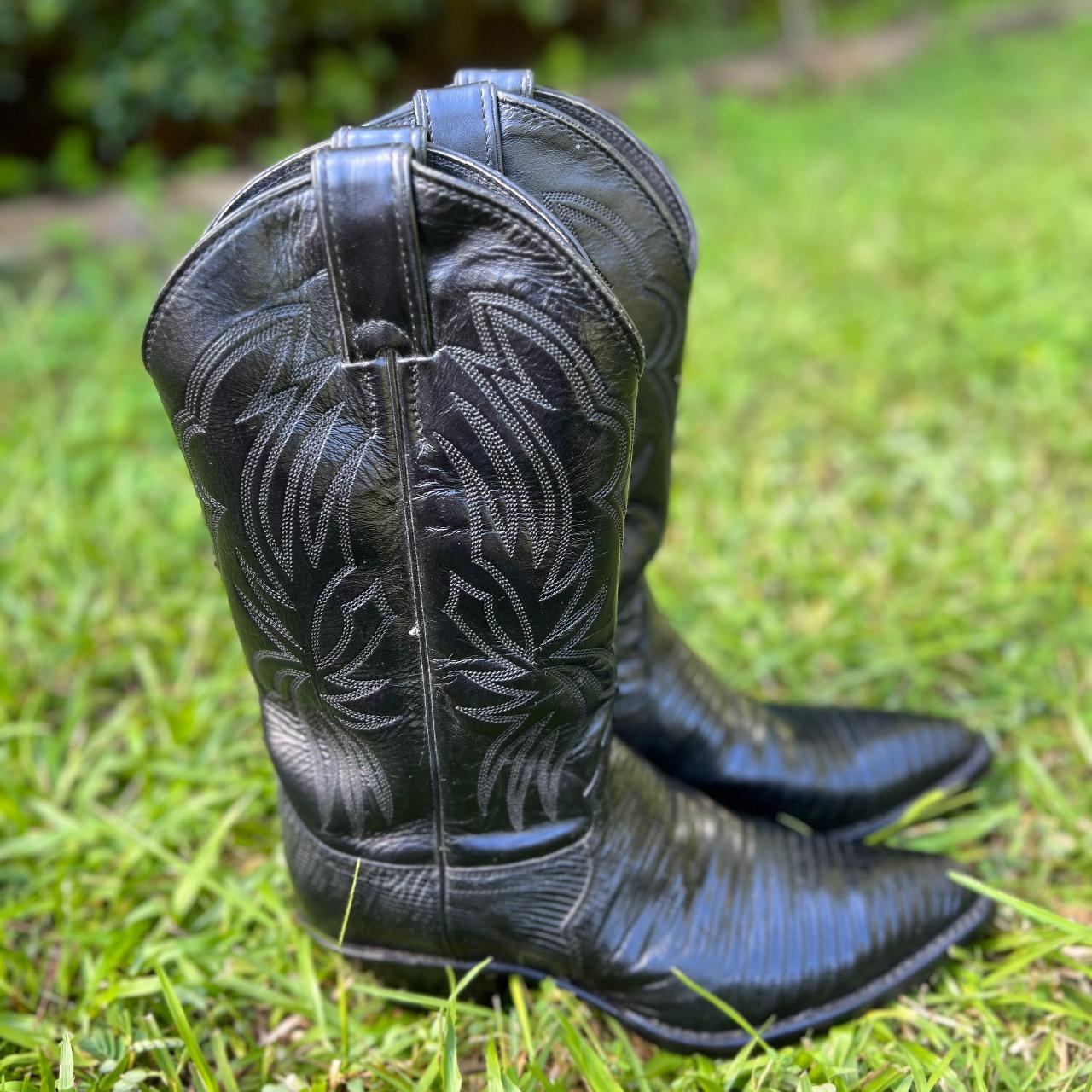 Women's black lizard outlet cowboy boots