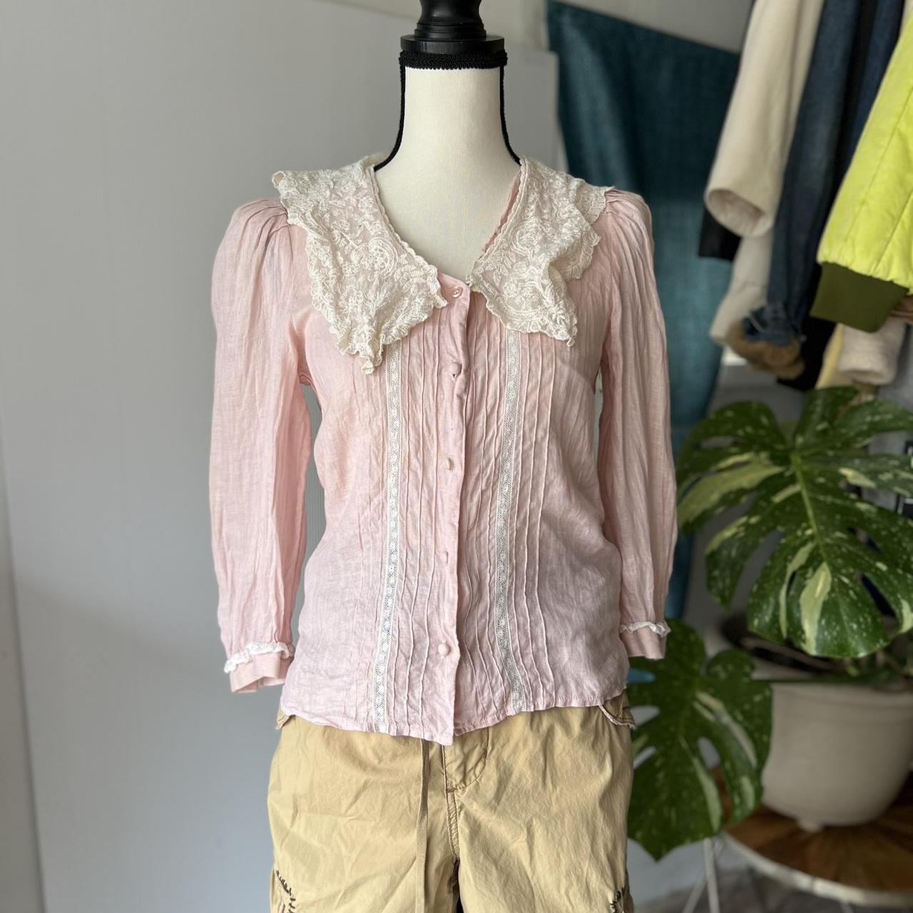 Vintage deals 80's Pink Linen Blouse