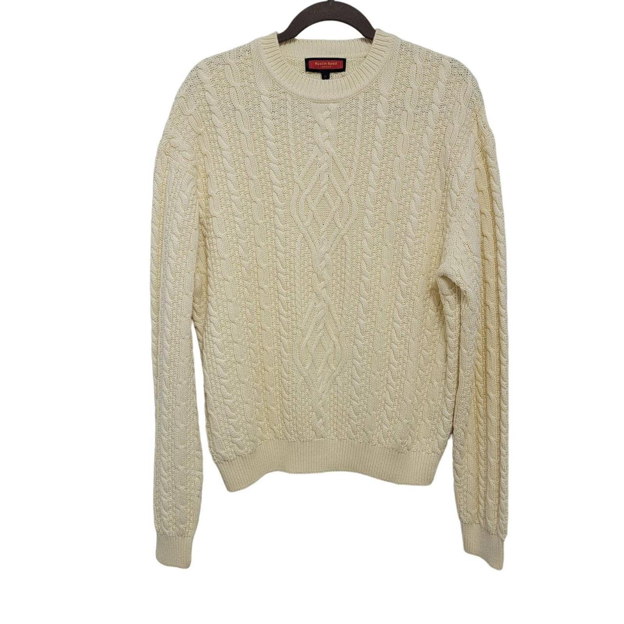 724-A cute cream/ off white cable knit pullover by... - Depop