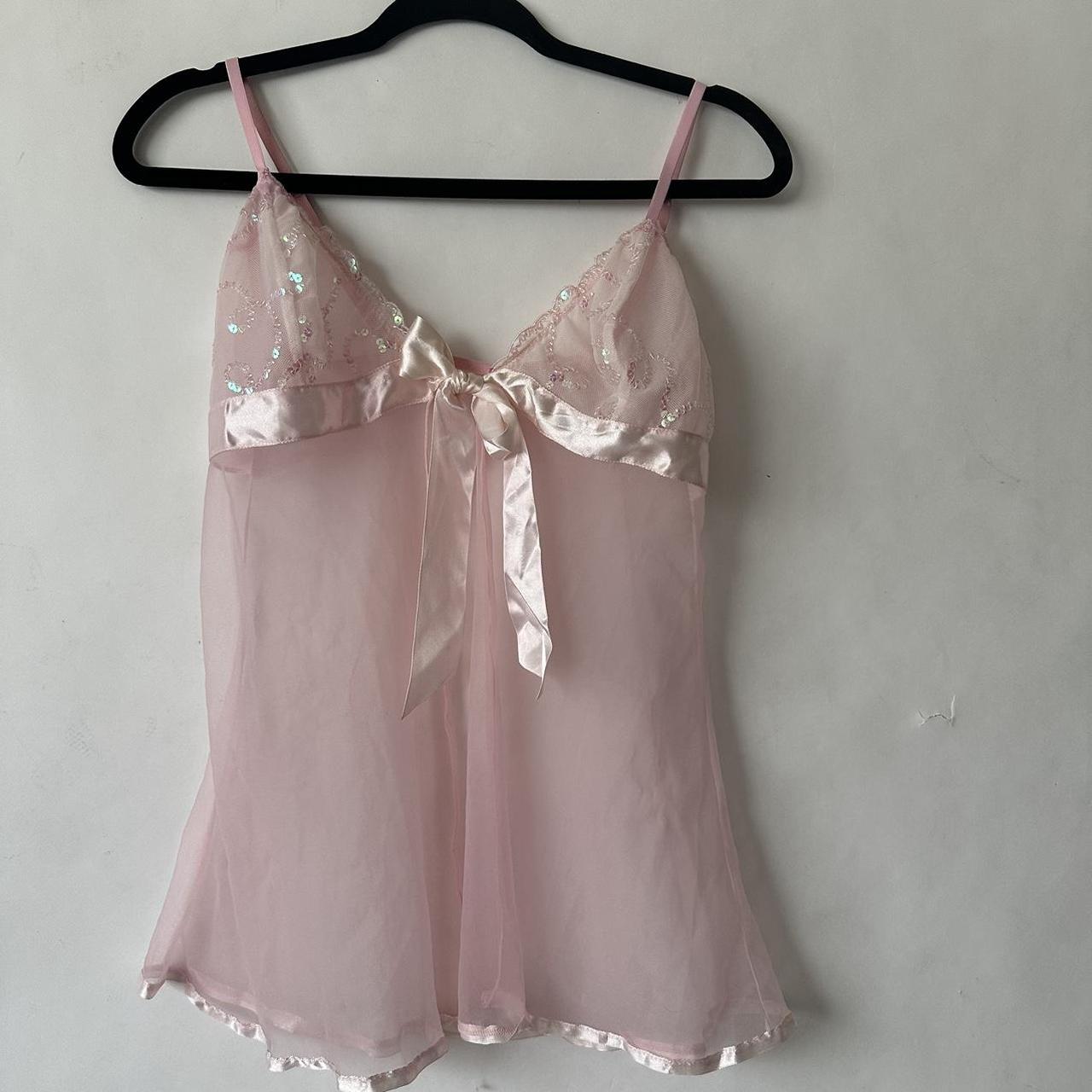 Cristina, pink sheer beaded babydoll size M. It has... - Depop