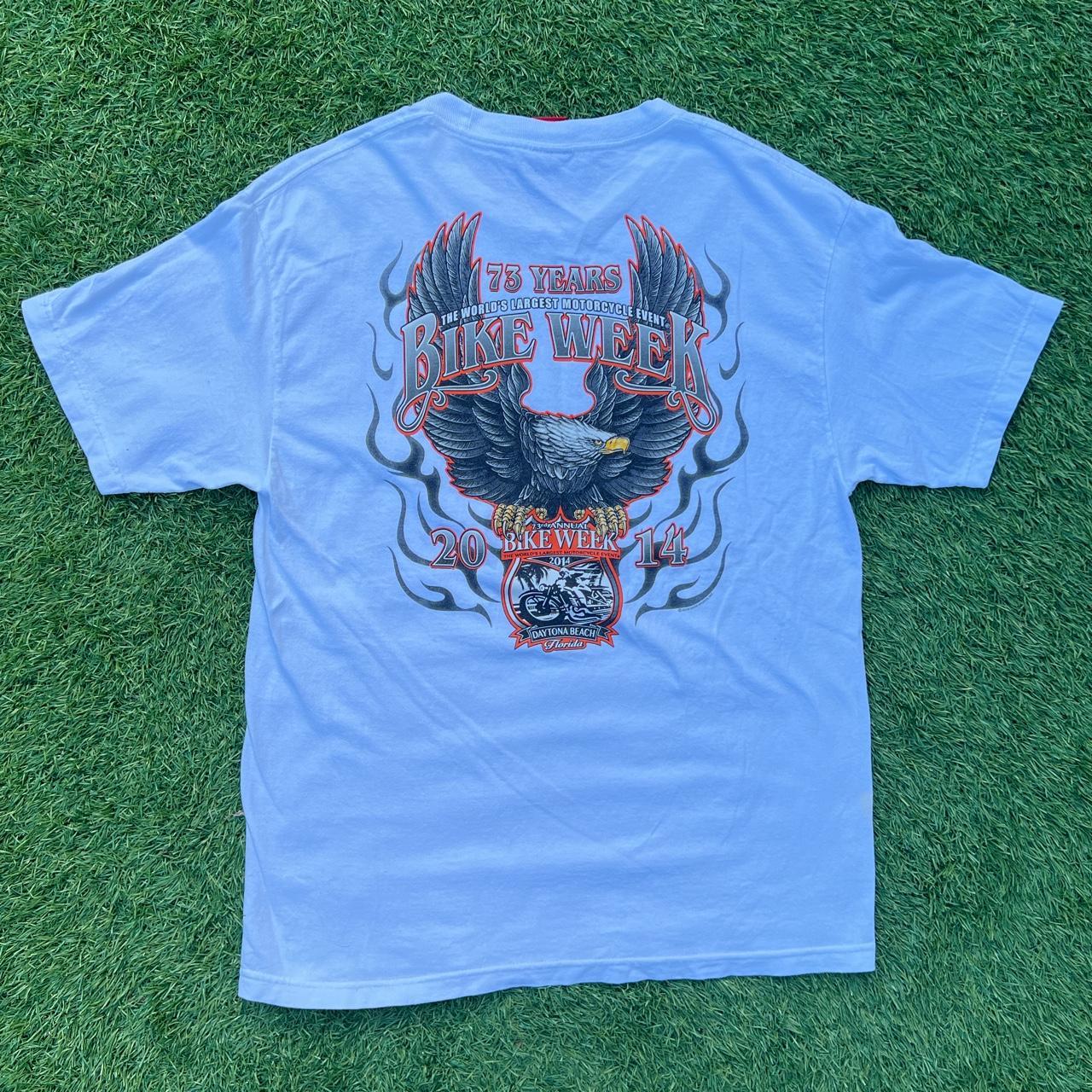 WHITE BIKE WEEK TEESHIRT TAGGED LARGE GOOD... Depop