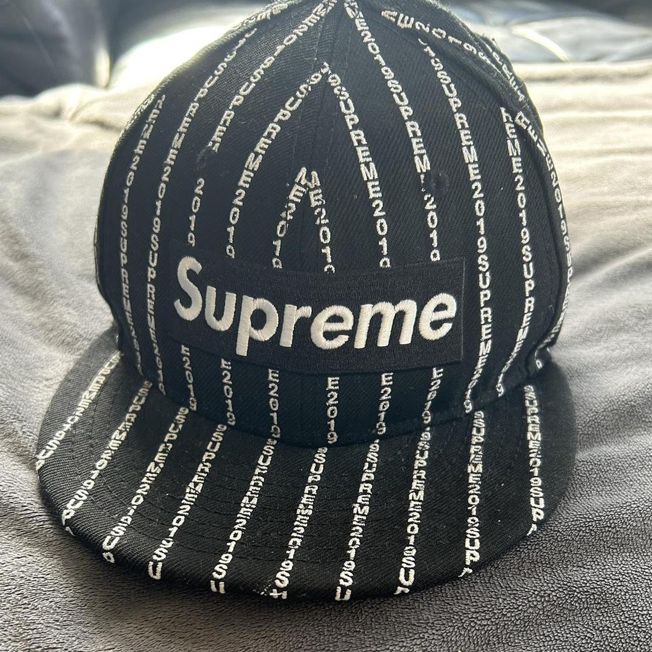 supreme text stripe new era