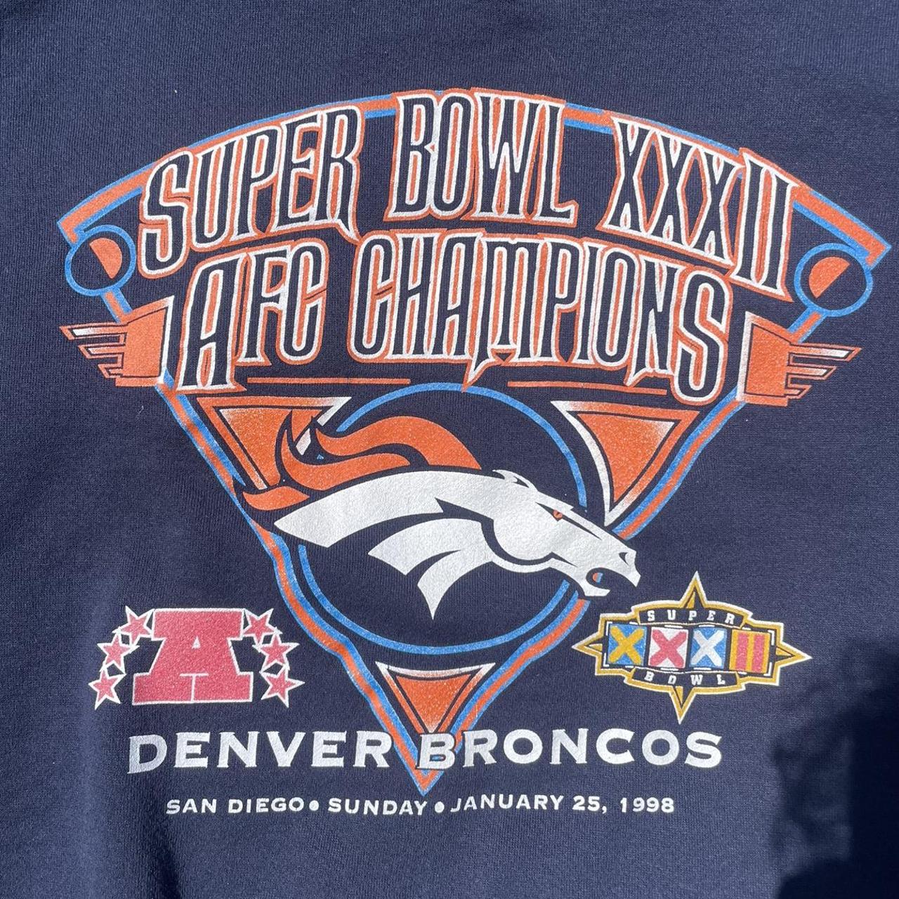 Vintage Denver Broncos Super Bowl XXXII Crewneck Sweater Logo 