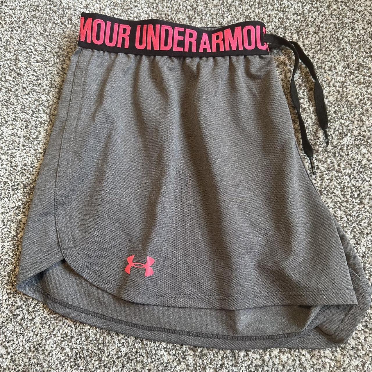 Pink logo Under Armour shorts - Depop