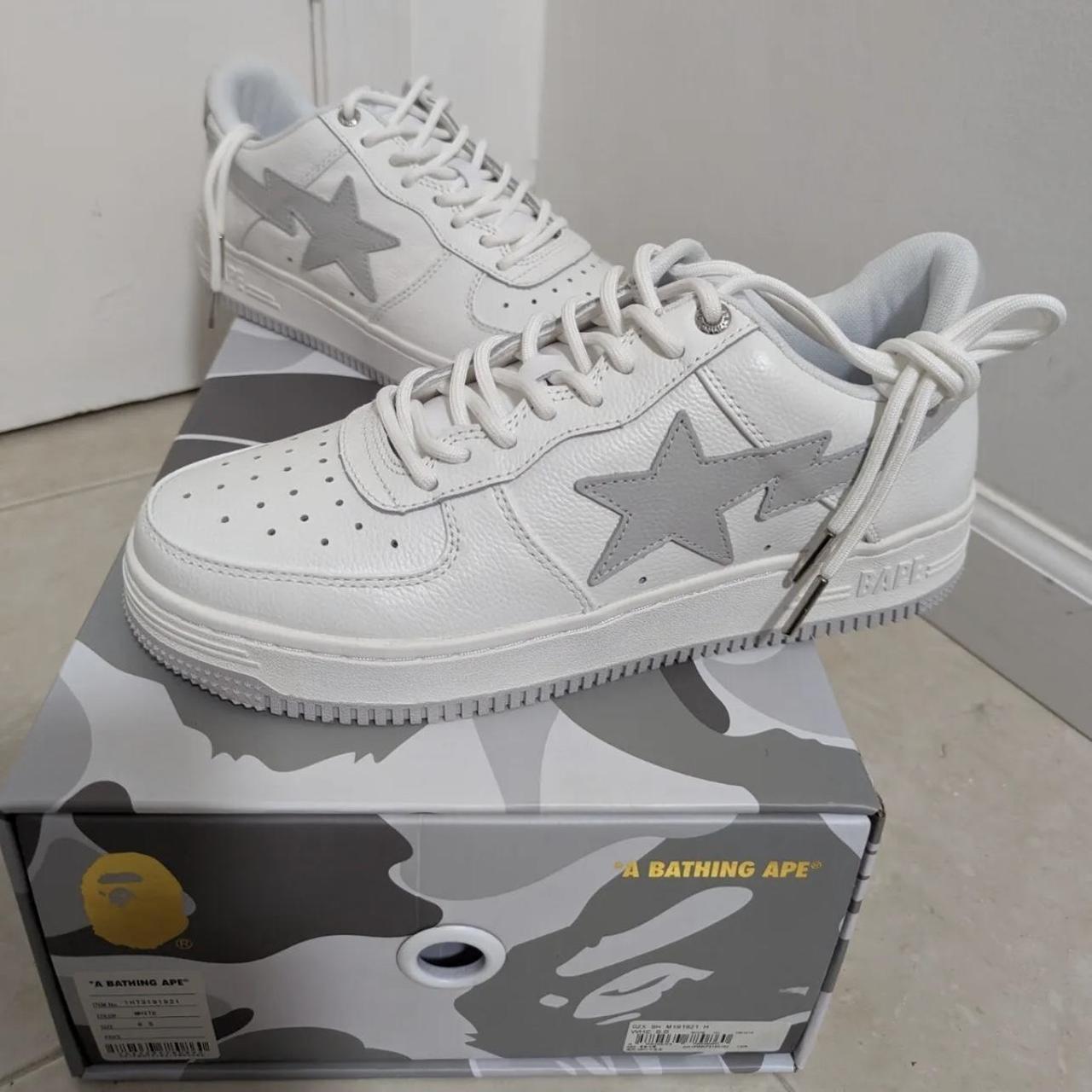 BAPE Men's Grey and White Trainers | Depop