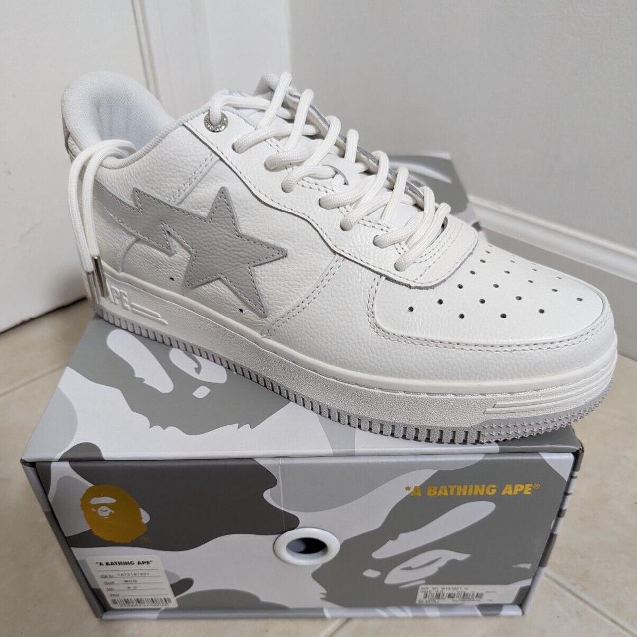 BAPE Men's Grey and White Trainers | Depop
