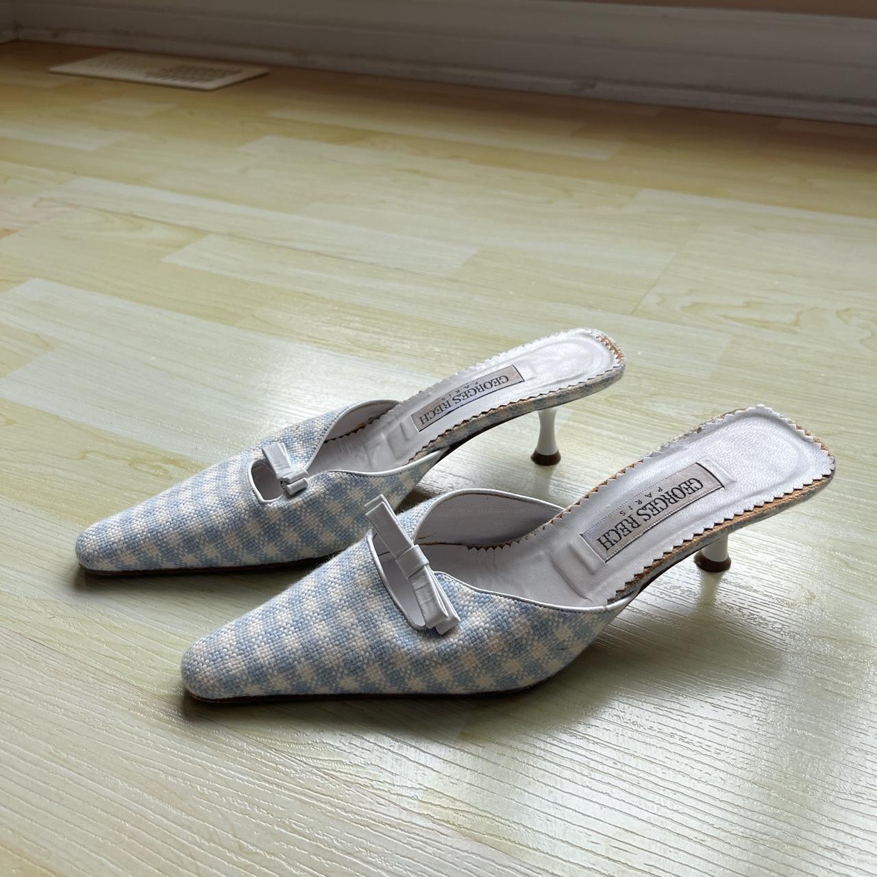 Women's White and Blue Sandals Depop