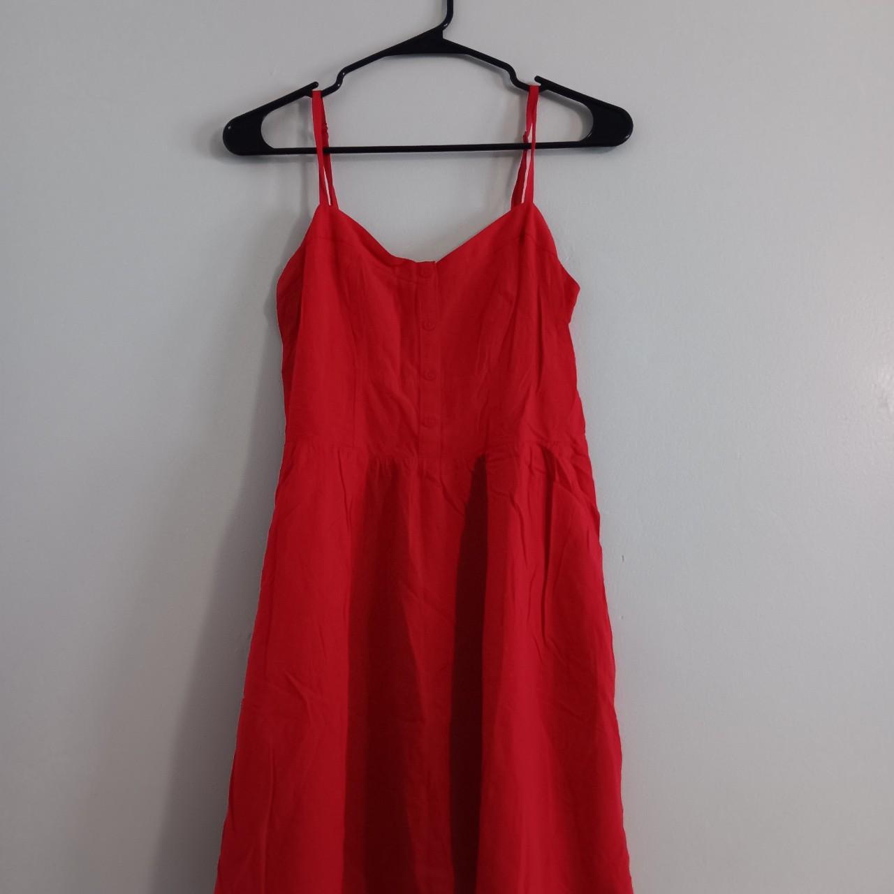 Red sun dress. Only worn once. Has pockets. Size U.S... - Depop