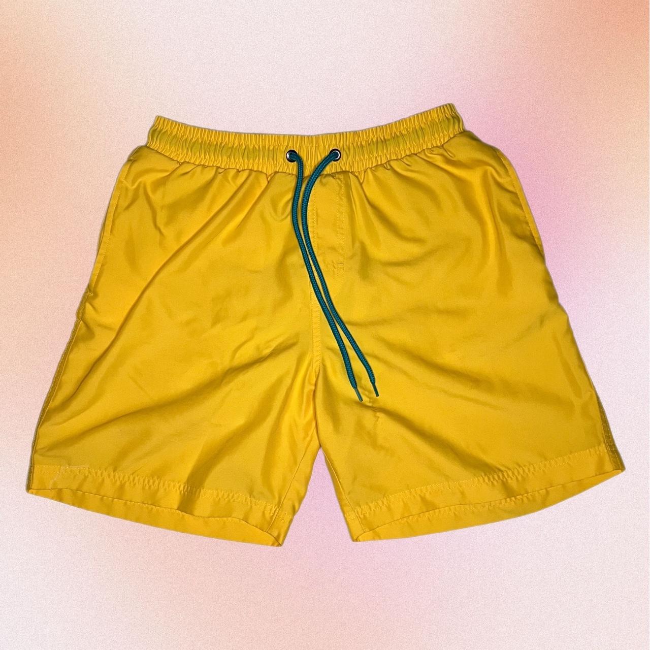 Club Room Mens Yellow Swim Trunks with Liner... Depop
