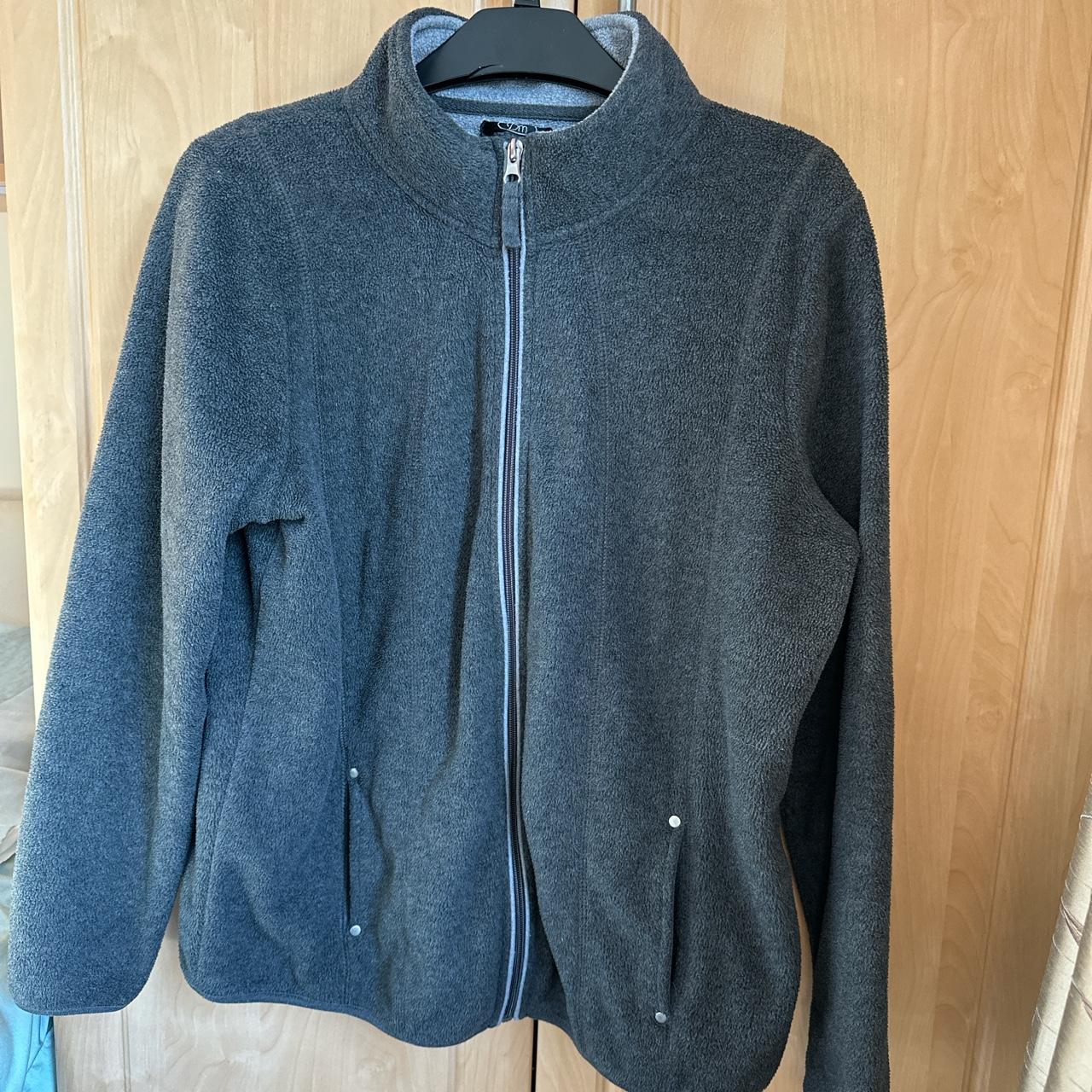 Ladies dark grey zip fleece jacket size medium. Long... - Depop