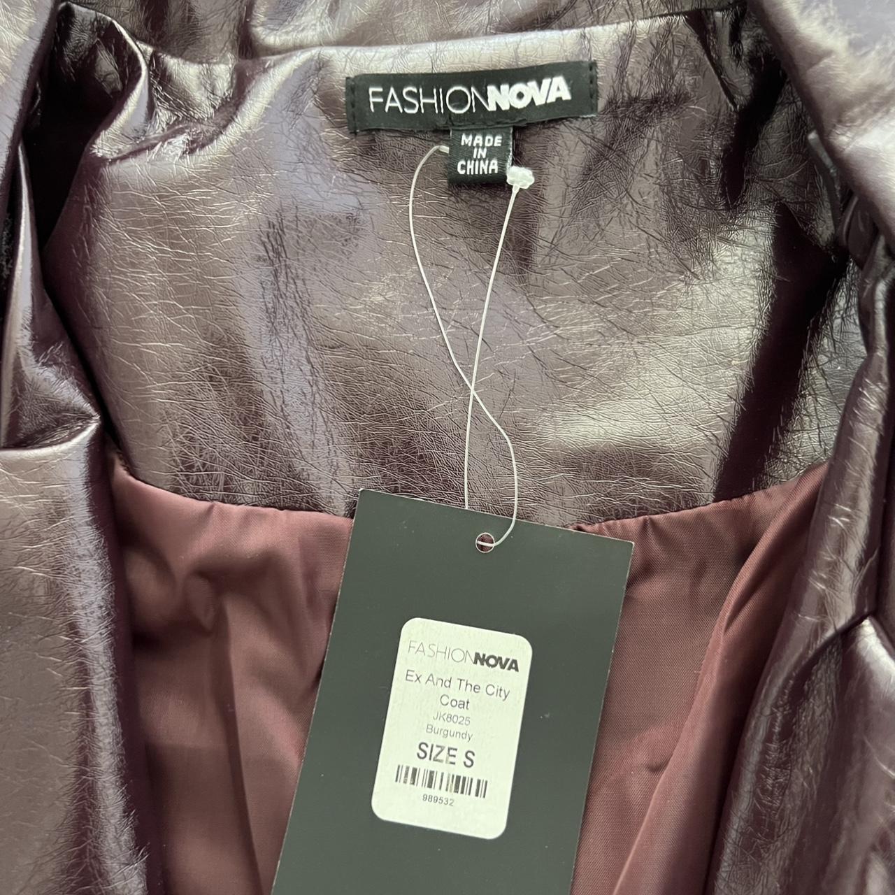 Fashion Nova • Burgundy Faux Leather Trench Coat... Depop