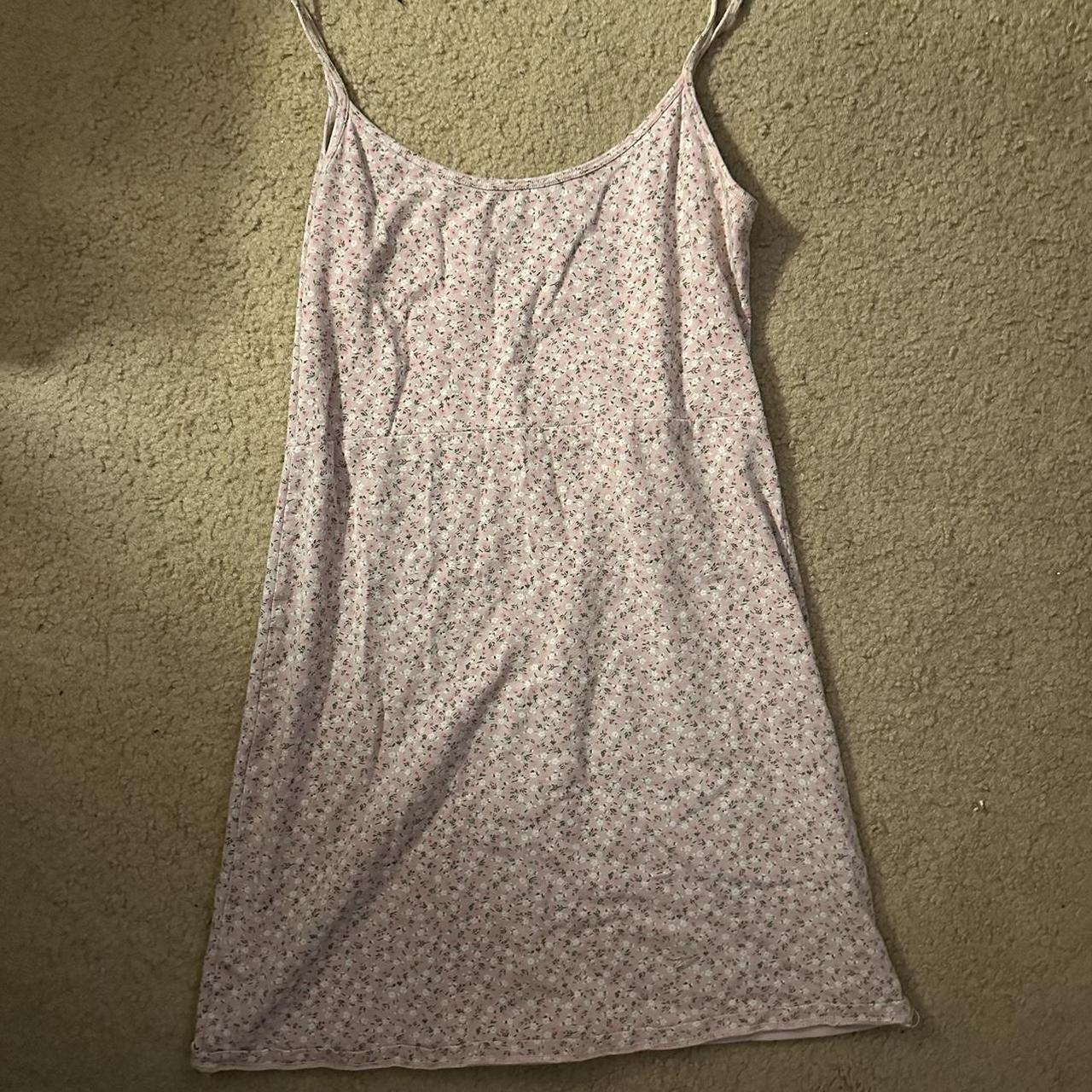 Brandy Melville pink floral kyran mini cami dress Depop