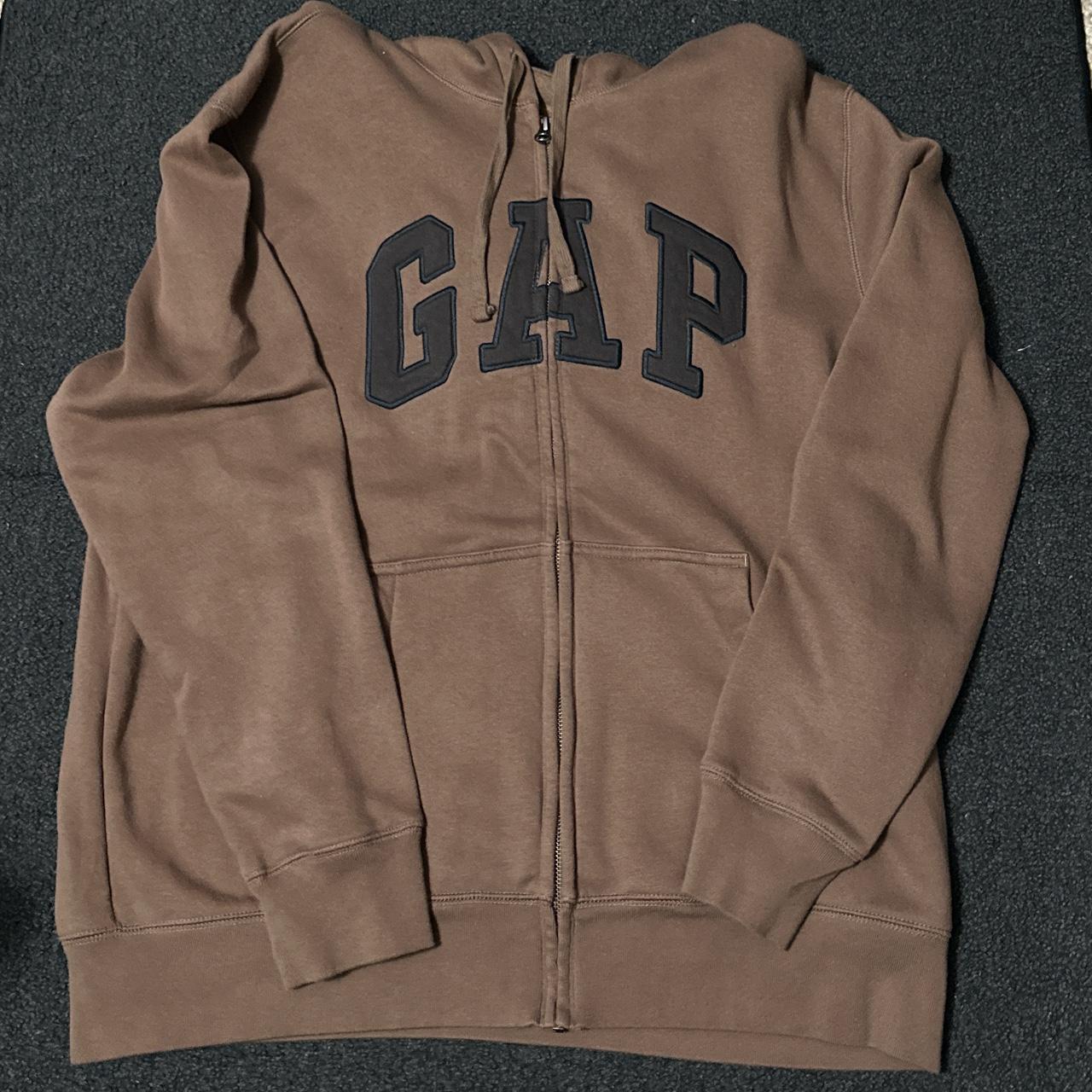 Brown Gap ZipUp Hoodie Depop