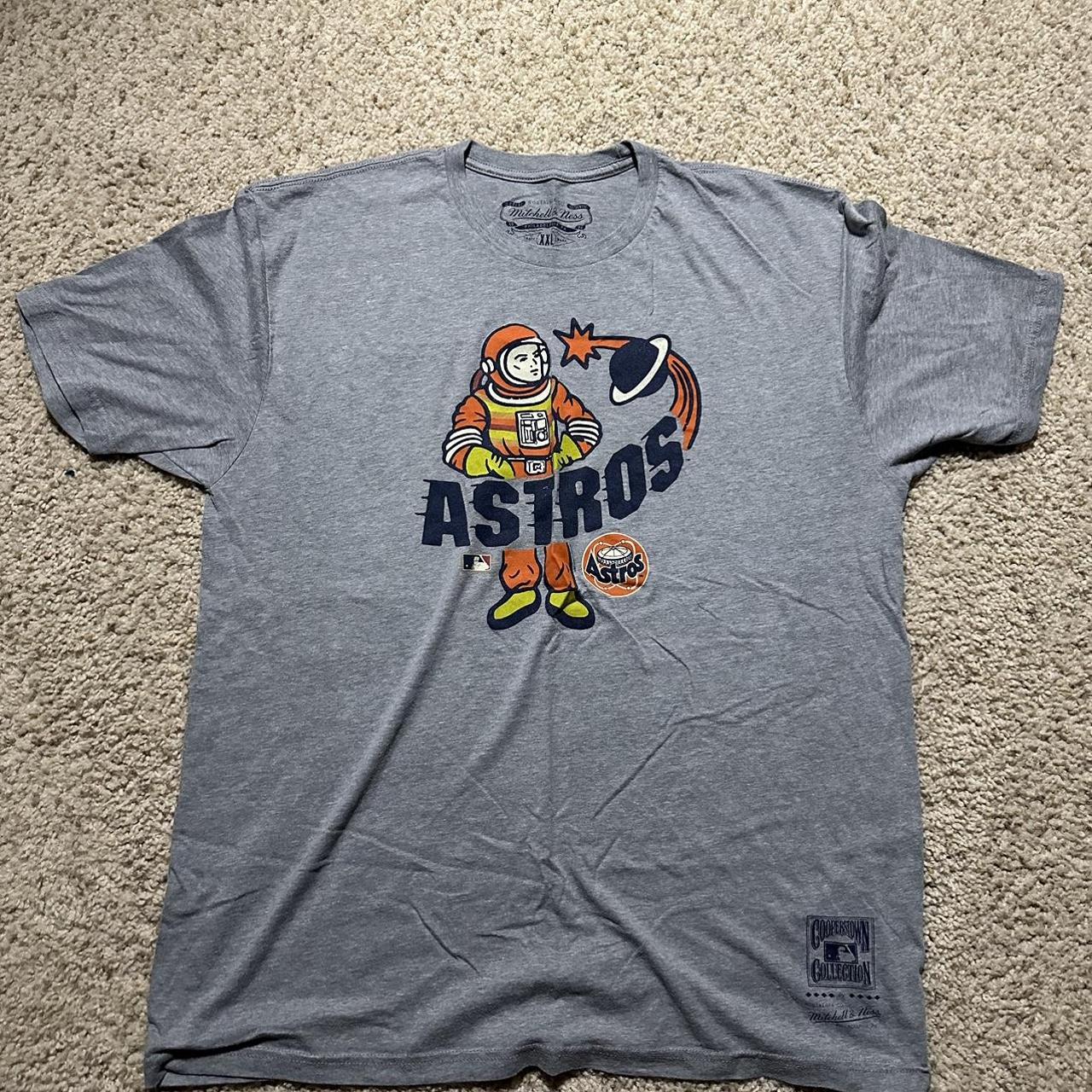 Houston Astros Mitchell and Ness Grey T-Shirt Mens Size L