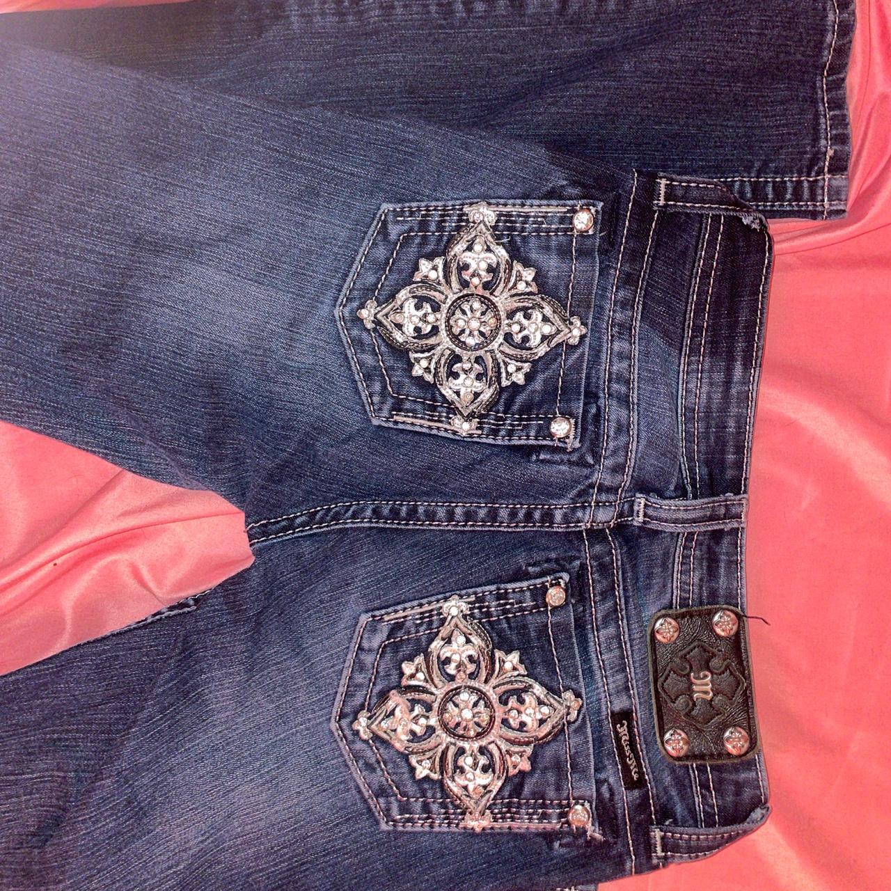 Miss Me Women's Navy and Blue Jeans Depop