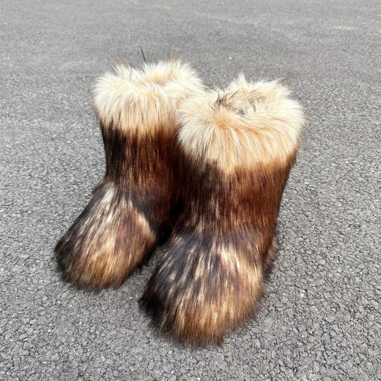 BROWN FUR BOOTS Y2K GOING FAST GET QUICKLY BRAND... - Depop