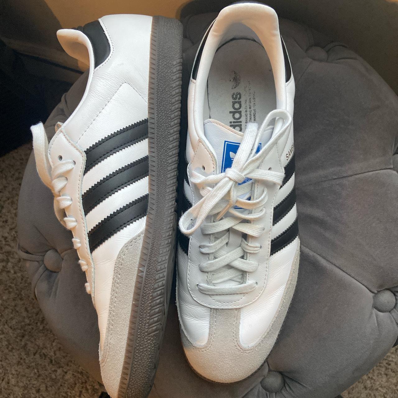 White Samba OGs Size 11 8/10 condition #y2k #sambas... - Depop