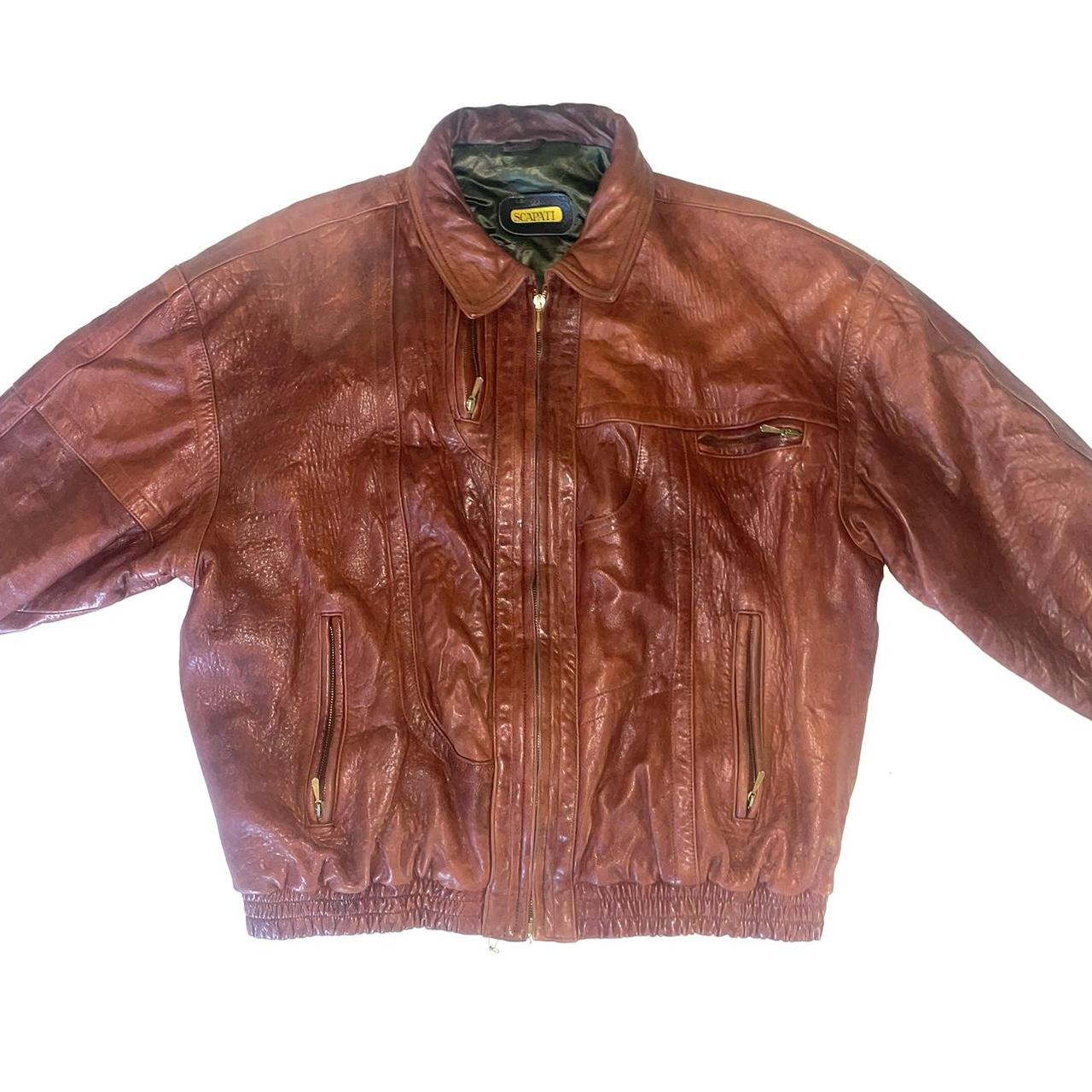 BROWN LEATHER JACKET! Vintage Scapati leather jacket... | Depop 