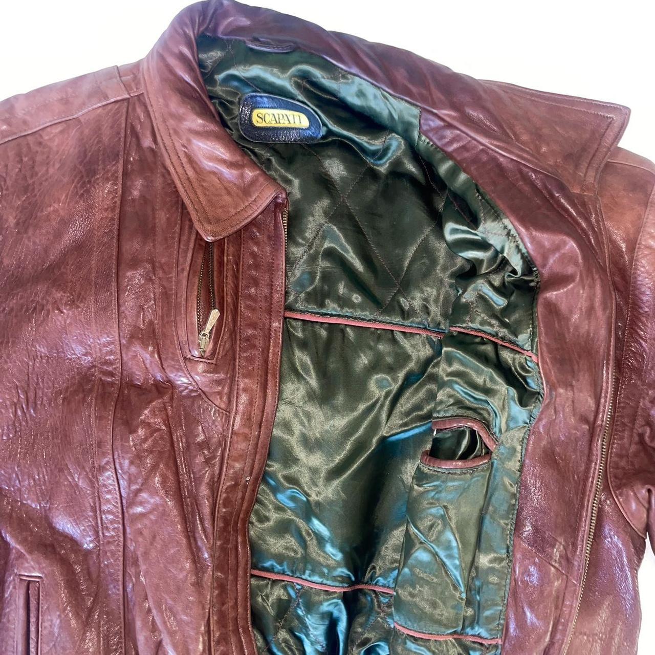 BROWN LEATHER JACKET! Vintage Scapati leather jacket... | Depop 