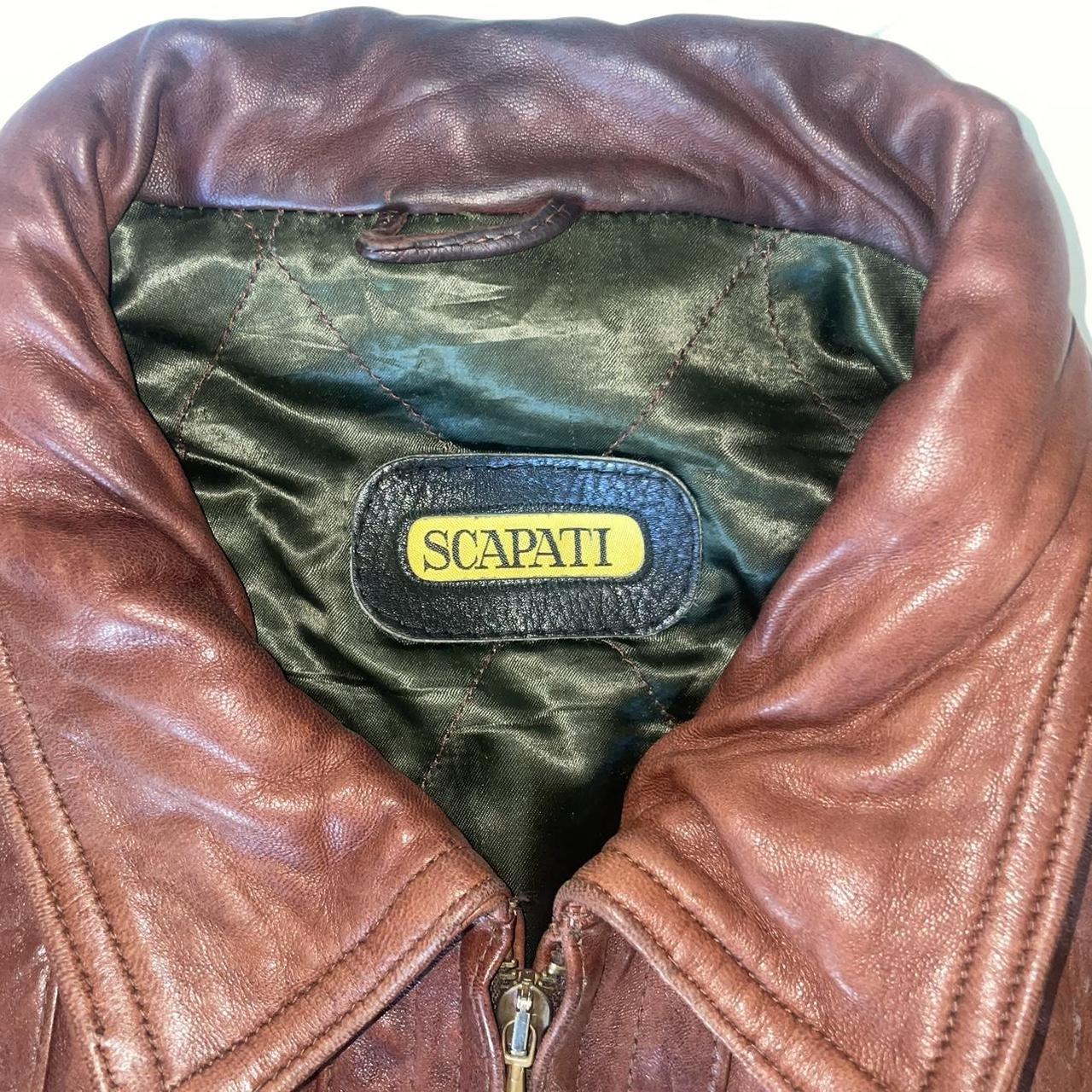 BROWN LEATHER JACKET! Vintage Scapati leather jacket... | Depop 