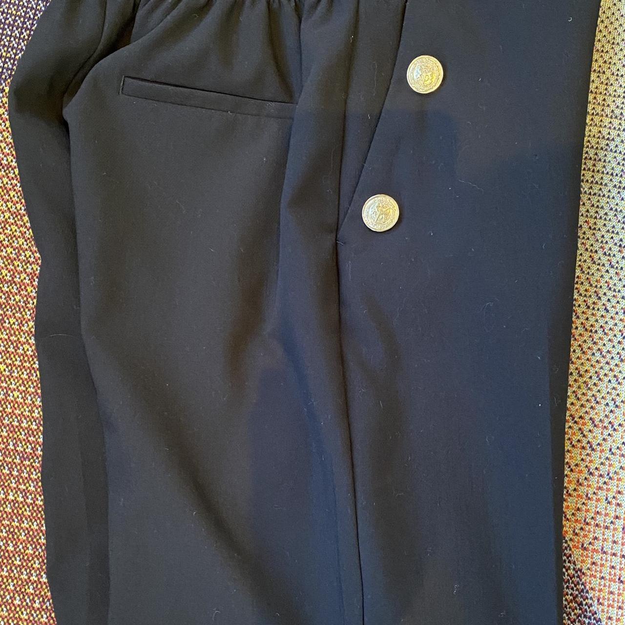 Zara BLACK Cropped TROUSERS-GOLD BUTTONS - Main Image