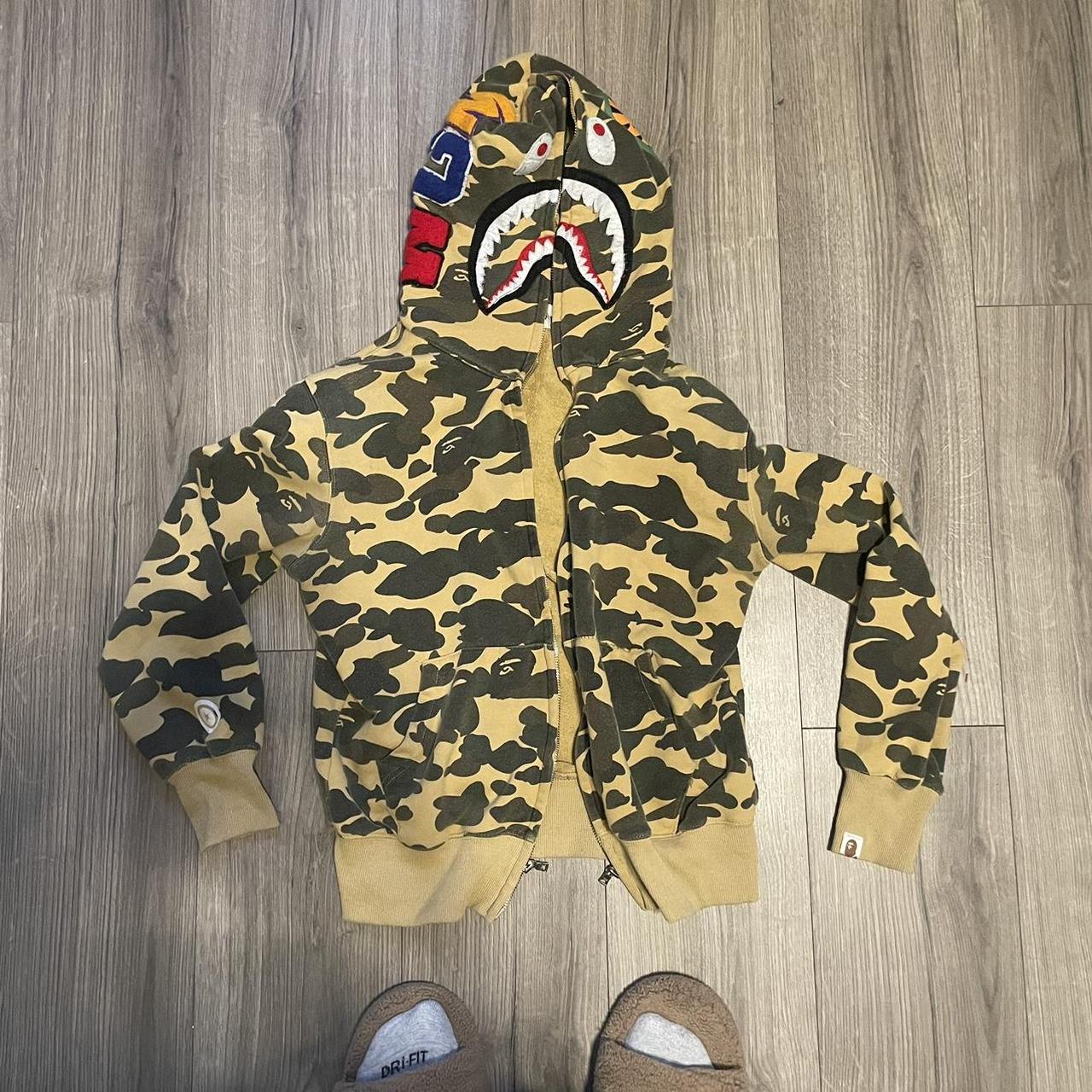 green bape zip up(broken zipper) size medium #bape... - Depop