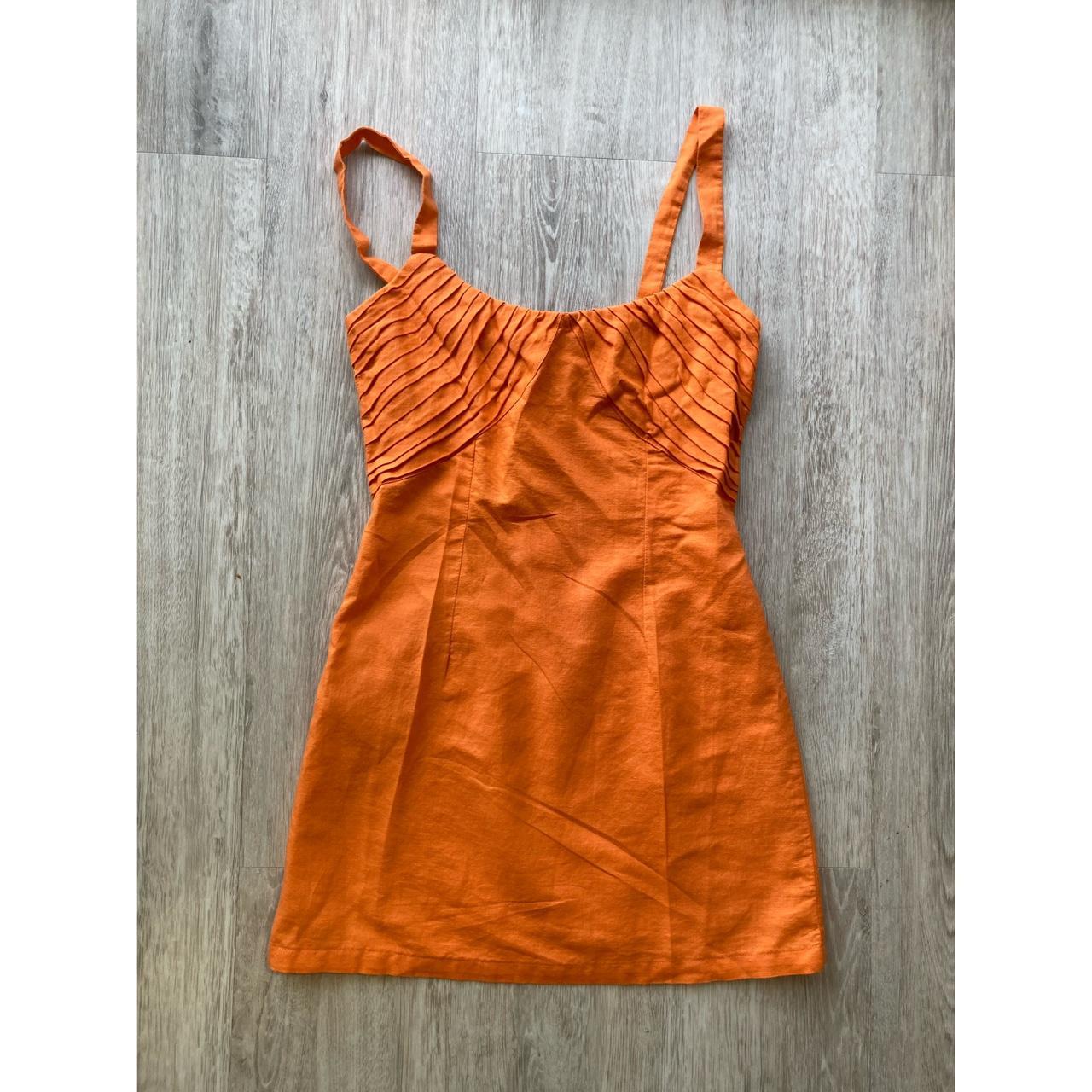 Tach Clothing Orange Linen Mini Dress XS Originally... Depop