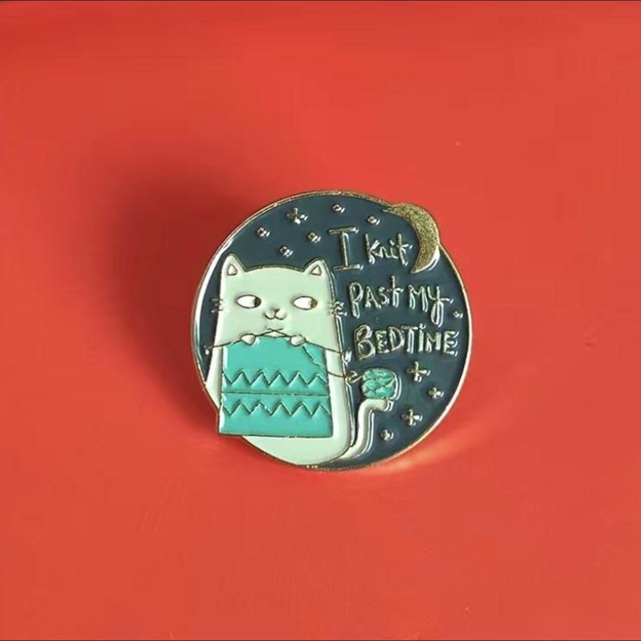 I knit past my bedtime pin/brooch Measurements in... Depop