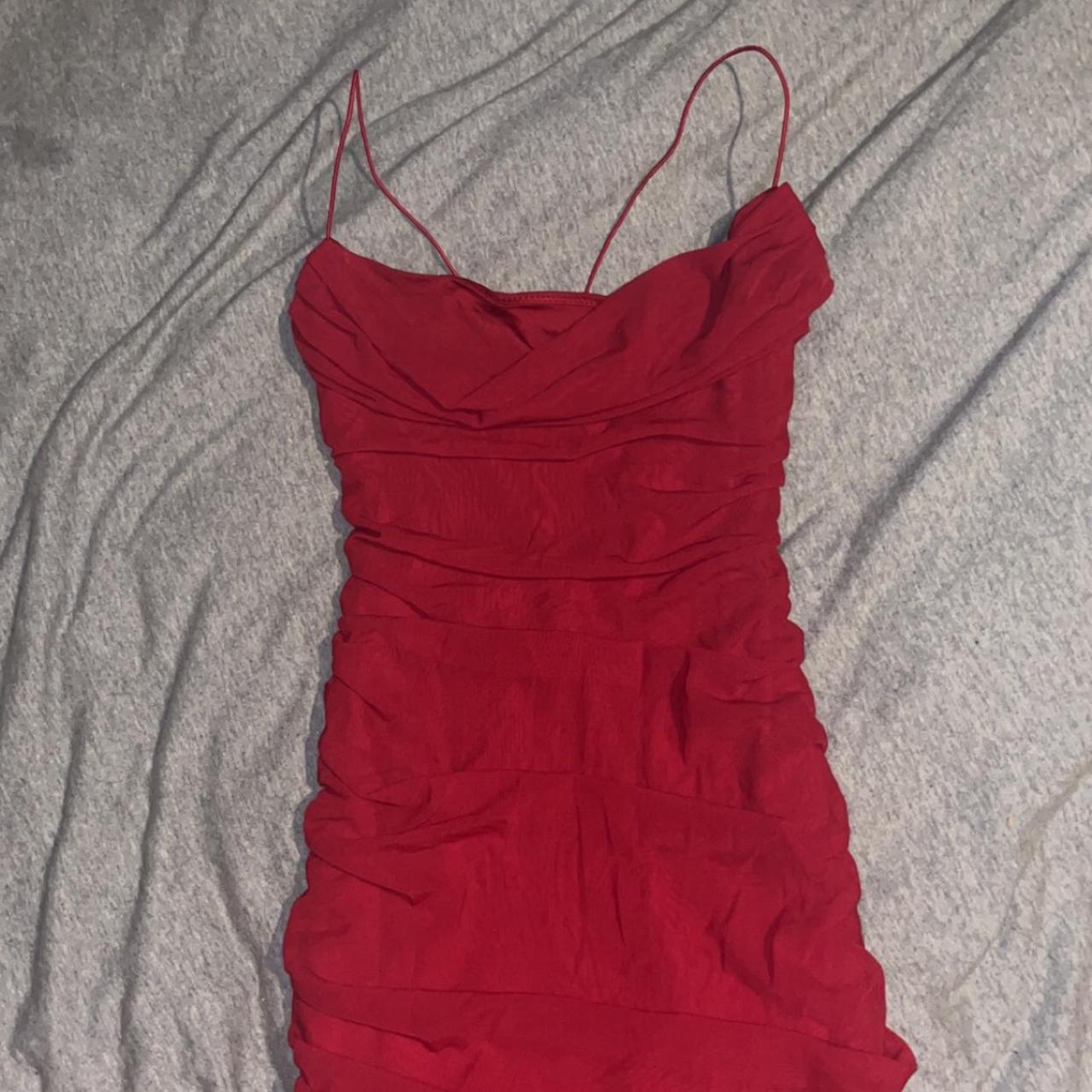 Oh Polly Women's Burgundy and Red Dress Depop