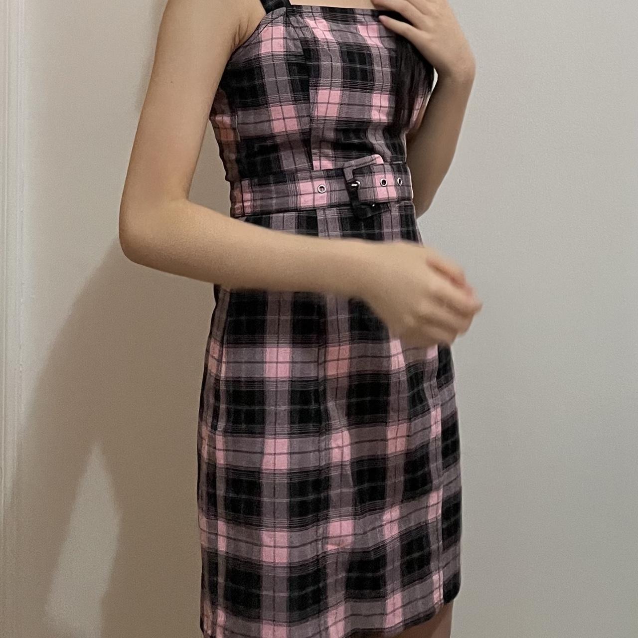 H&m pink plaid outlet dress