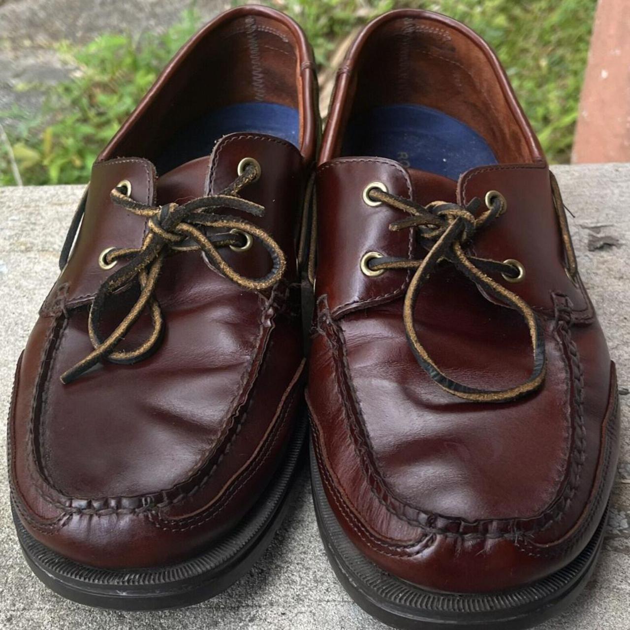 Rockport dark brown leather, boat shoes, Men's 13 M. - Depop