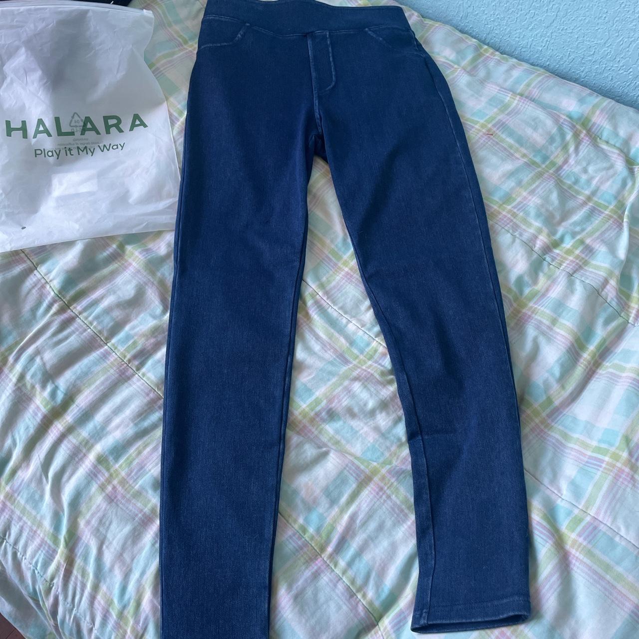 HalaraMagic™ High Waisted Back Side Pocket Stretchy Knit Denim Casual  Leggings