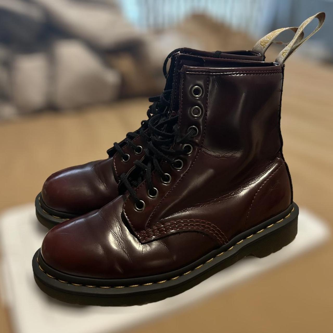 Burgundy Doc Martin Boots + Free shipping Size 9... - Depop